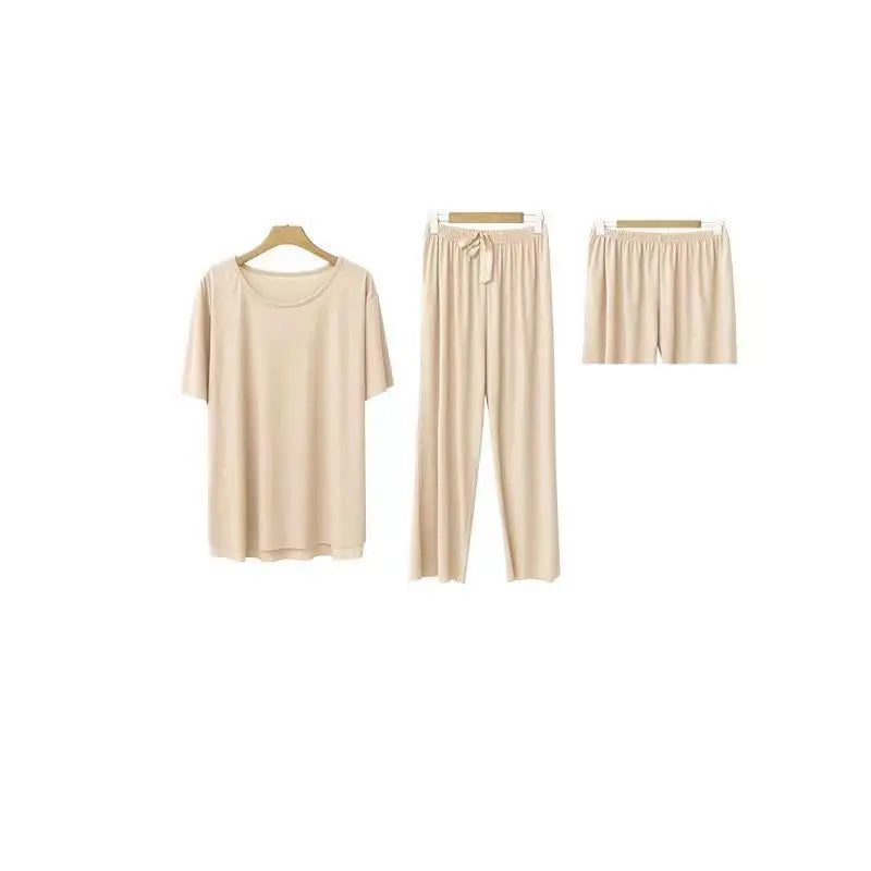 Eisse ide Pyjama dreiteiliges Set Damen Damen Home Wear Hose einfache Freizeit bequeme lose kurz ärmel ige Mädchen Nachtwäsche.