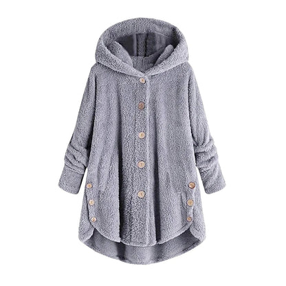 Herbst Wintermantel Frauen warme Teddybär Mantel Woll jacke weibliche Plüsch mantel Kapuzen jacke neue Damen mäntel einfarbige Jacke.