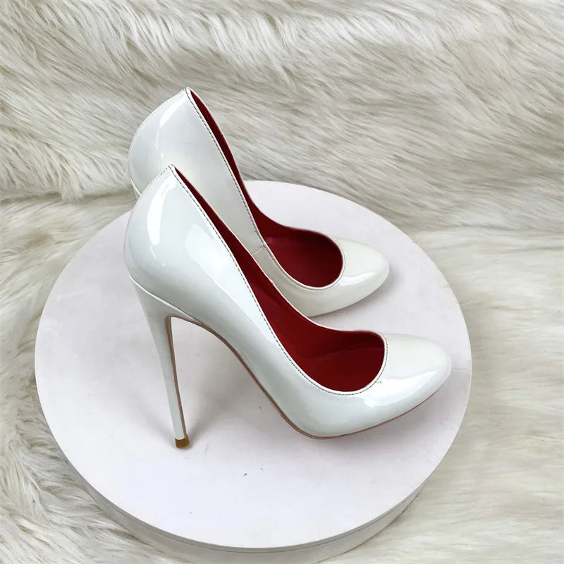 Brand Women Single Shoes 10CM 12CM Super High Heels Fashion Round Toe Stilettos Spring Autumn Female Daily Work Pumps Plus Size.