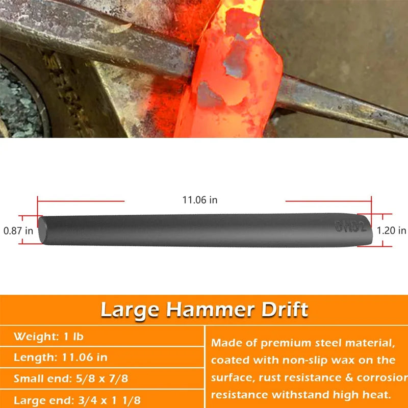 Blacksmith Drifts Kit Großer Hammer Tomahawk Maus Axt Drifts Hammer Eye Drift Tool Kit für Blacksmith Knifemakers