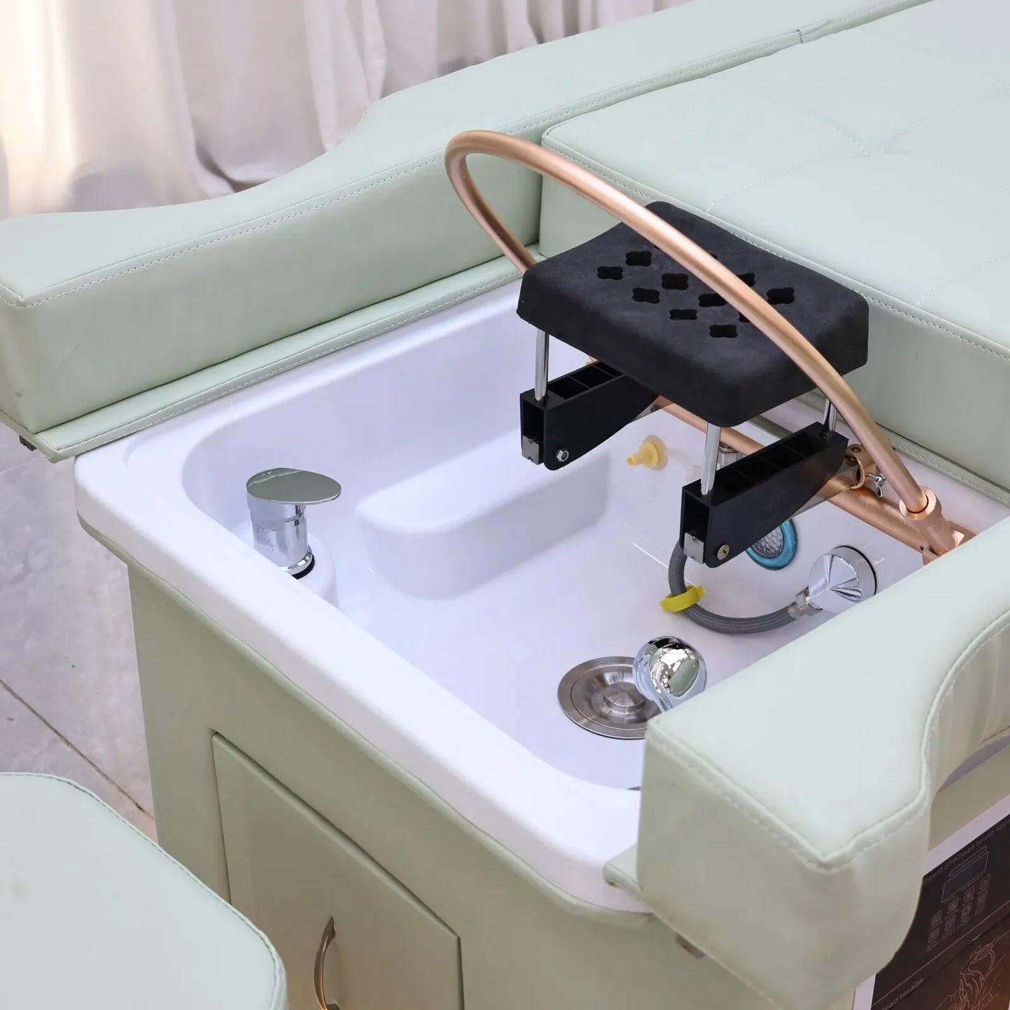 Elektrisches Lift-Shampoo-Bett, All-in-One-SPA-Salonmöbel mit Massage- und Wassercirculation, Waschbecken, Kopfbegasung und Fußbad