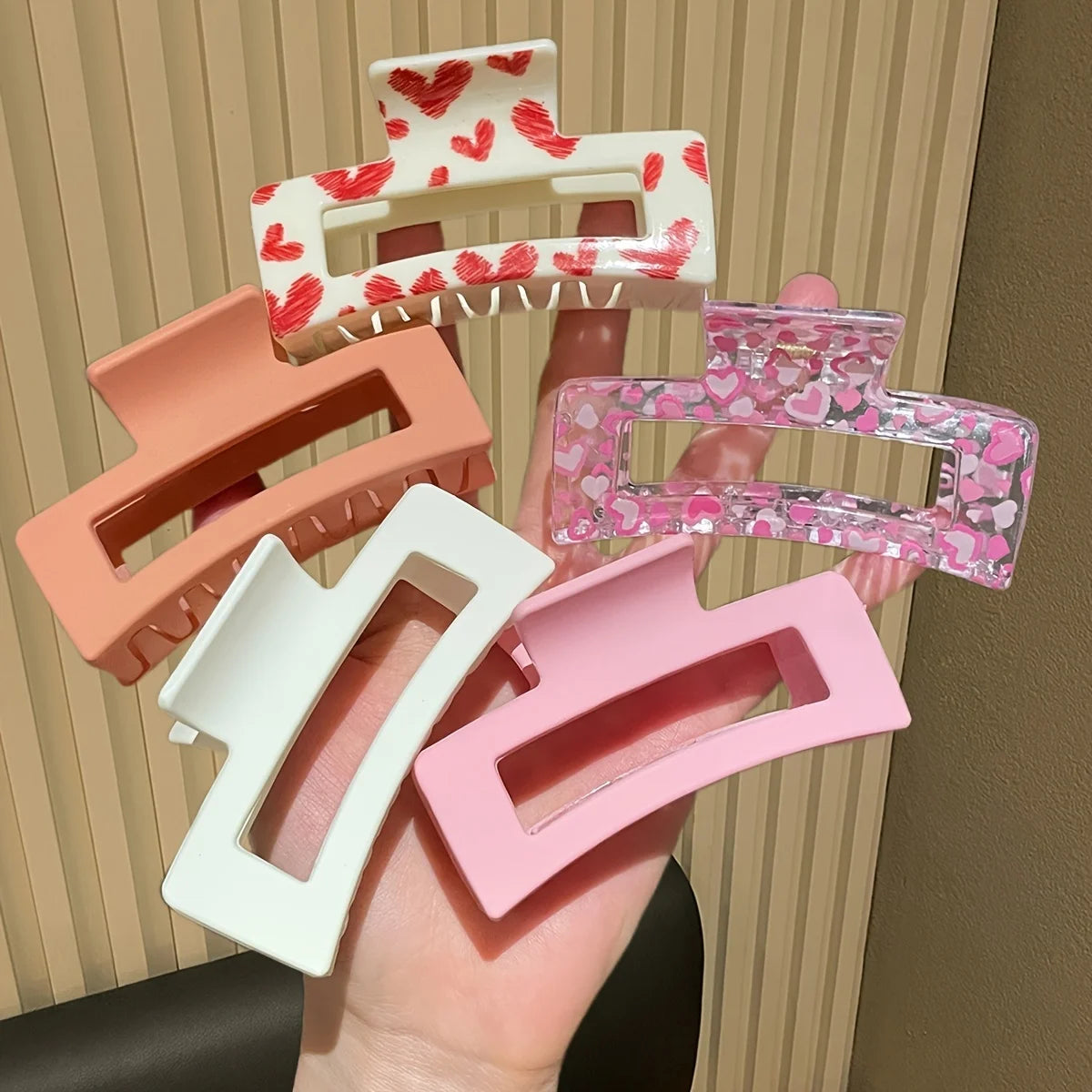 5Pcs for Women, Pink, Fashionable and Cute, Square Hair Clip Shark Clip, Suitable for Daily Use, Gift Hair Accessories.
