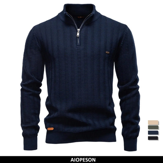AIOPESON Luxury Striped Pullover Men Old Money Style Cotton Knitwear Thick Warm Crew Neck Winter Social Sweater Male.