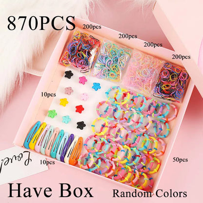 565 870Pcs Girls Cute Elastic Hair Bands Hairpins Flower Hair Claws Hair Clip Rubber Band Ponytail Holder Kids Fashion.
