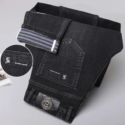 2025 New Stretch Jeans Men's Regular Classic Business Slim Trousers Black Blue Straight Male Y2K Brand Clothing Pants Size 29-40