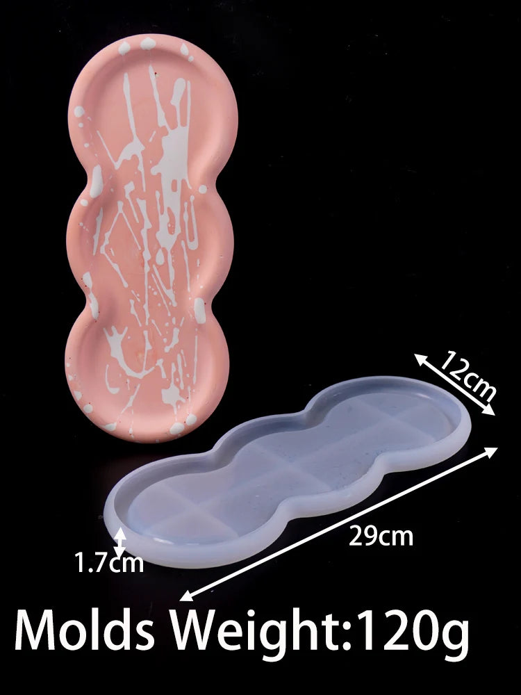 Concrete Triple Circular Tray Silicone Mold DIY Coaster Craft Making Plaster Resin Jewelry Storage Plate Casting Molds Home Deco.