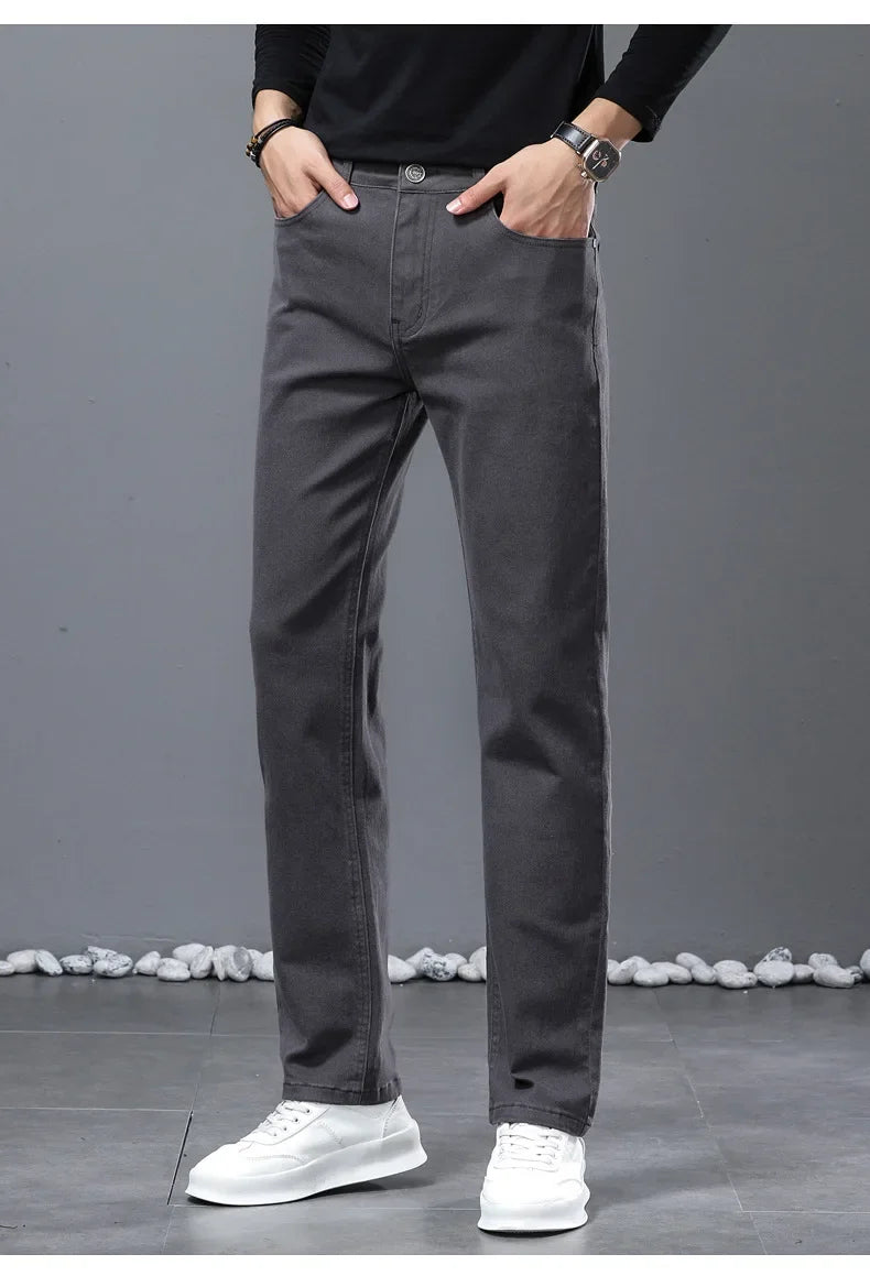 2024 herbst/Winter Neue männer Jeans Business Lose-Fit Gerade Bein Hohe Taille Baumwolle Casual Trendy hosen