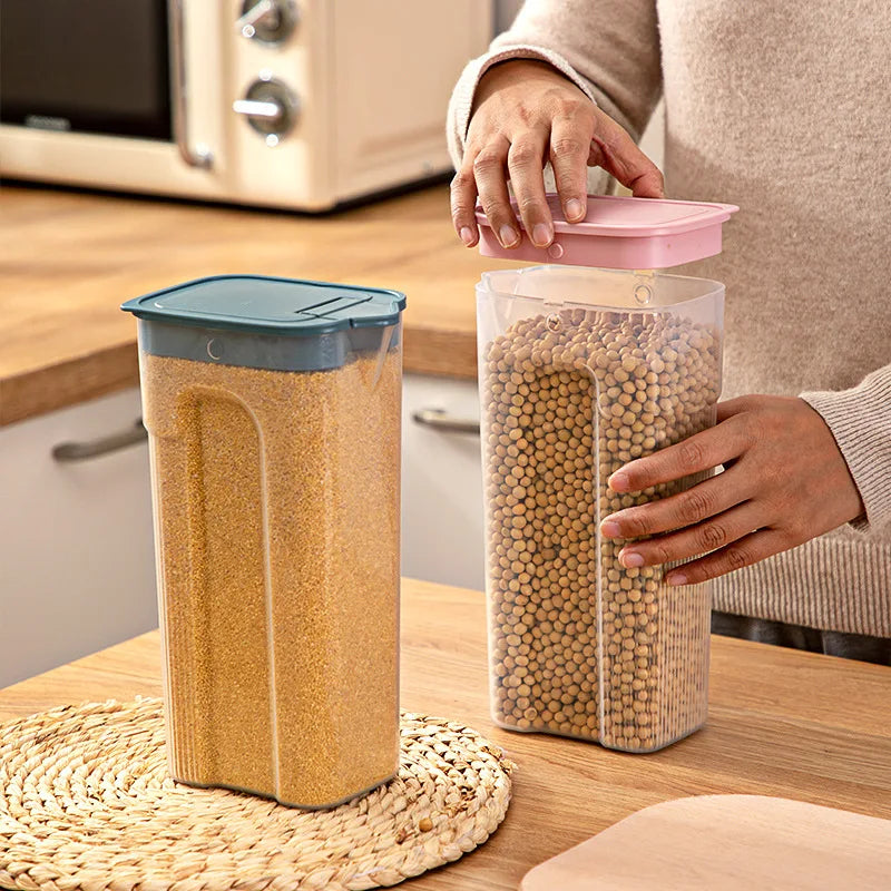 Kitchen Transparent Sealed Jar Plastic Household Cereals Grains Storage Box Hermetic Cans Organizer Bulk Classified Container.