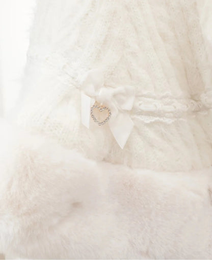 Japanische Liz Süße Prinzessin Faux Kaninchen Fell Cape Mantel Frauen Herbst Winter Pelz Jacke Lose Uhr Strass Bogen Mit Kapuze Mantel