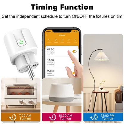16A Matter EU WiFi Smart Socket Home Appliance Mini Smart Plug Adapter APP Control Timer Funktioniert mit HomeKit Siri Alexa Google.