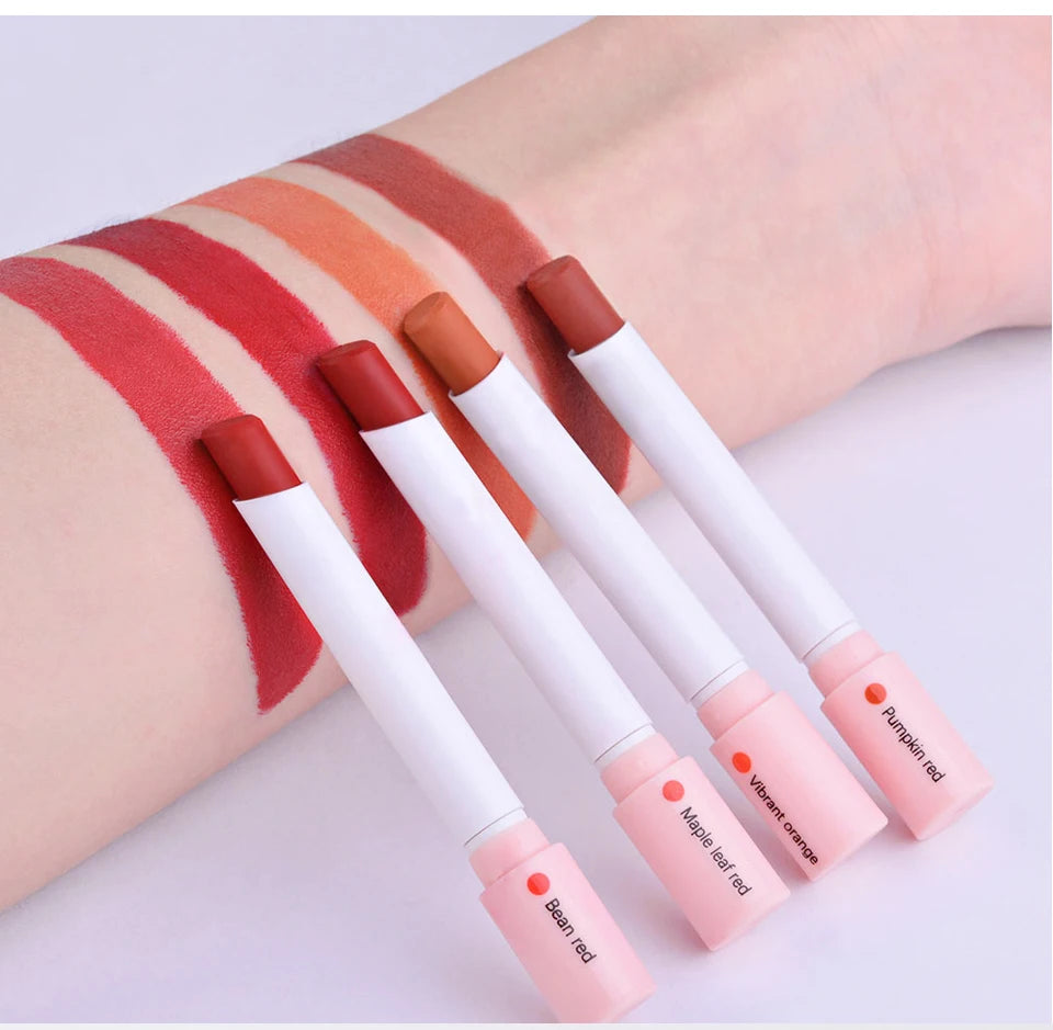 4 pcs/set Cigarette Lipstick Set Long Lasting Lip Glaze Matte Lip Gloss Waterproof Lip Stick Tube Nude Lip Tint Makeup Cosmetics.