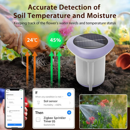 Tuya Smart ZigBee Solar Boden Sensor Temperatur und Feuchtigkeit Meter Thermo Hygrometer Home Garten Automatisierung Bewässerung Detektor.