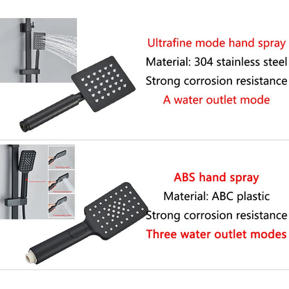 Wanmivezlo Black/Chrome Brass Shower Faucet Bathroom Shower Mixer Crane Rotatable Long Spout Rain Shower Set Shower Spray Shower