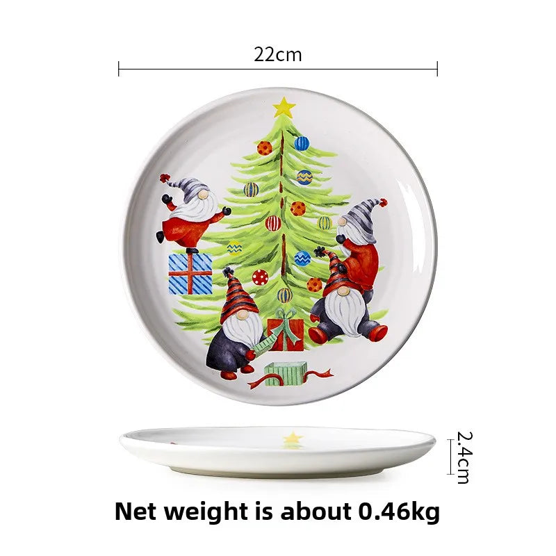Goblin Series Ceramic Plate Large Dinner Plate Rectangle Tray Christmas Tableware Underglaze.