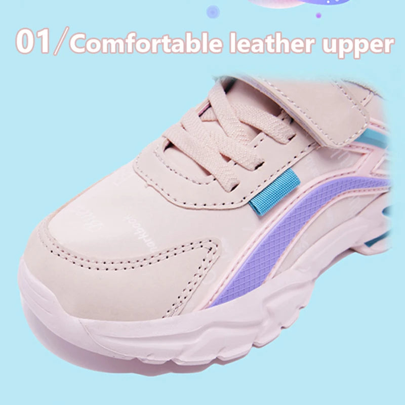 Kids Casual Pink Girls Leather Shoes Fashion For 7-15y Lightweight Running Young Student's Children Sports Girl's Shoe NBGAGA.