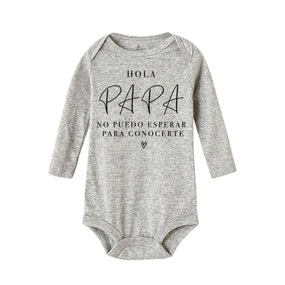 Hallo Papa, ich kann dich nicht warten, Baby-Ankündigung, Neugeborenen-Body, Sommer, Baby, Jungen, Mädchen, Schwangerschafts-Enthüllung, Ropa-Overall-Outfits.