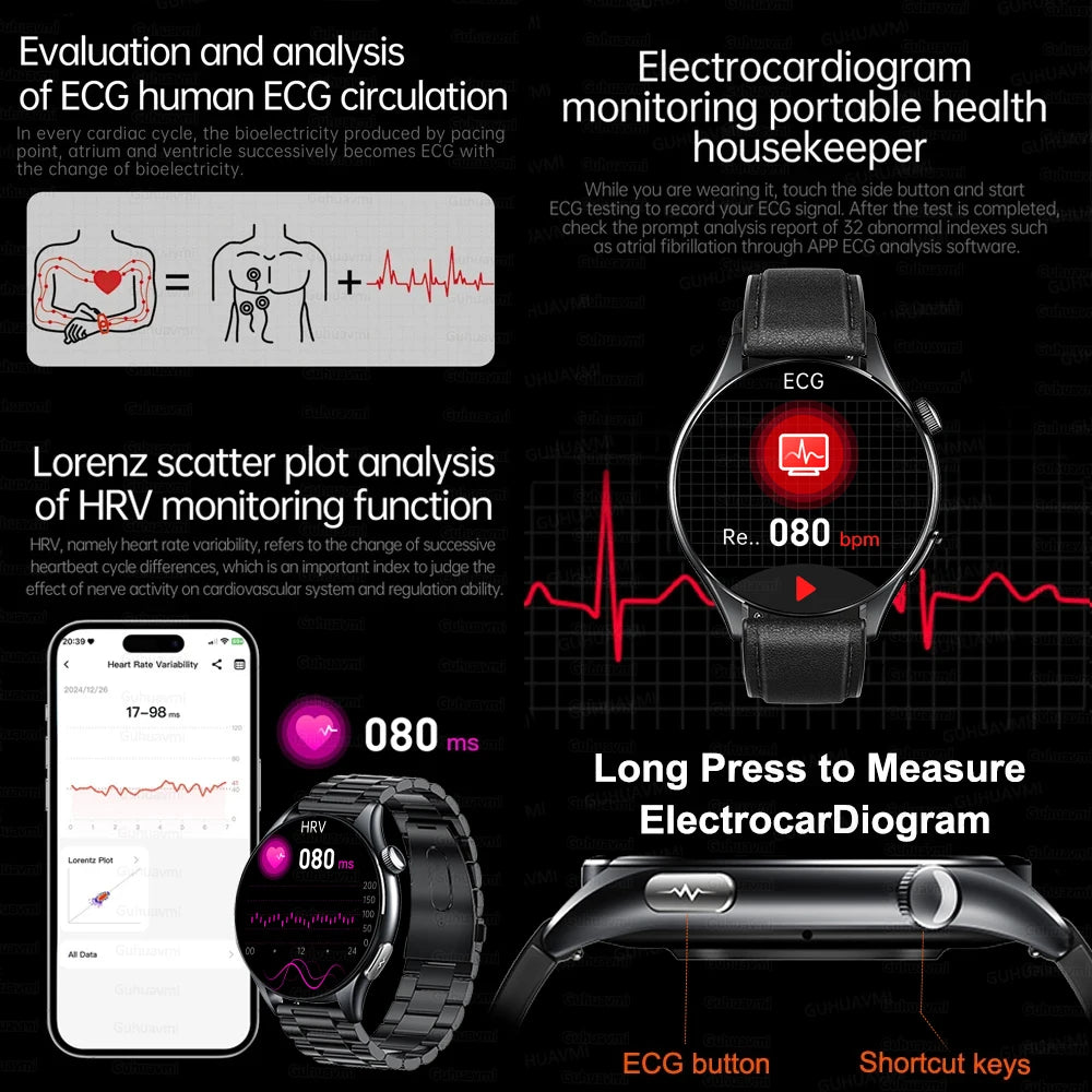 2025 New ECG+PPG Health Diagnosis Smartwatches Men Women Clock Uric Acid Lipid BP Heart rate Tracker NFC Sports Smart Watch IOS.