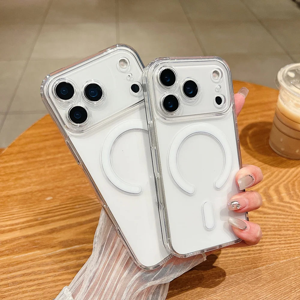 Ultra thin 17 Pro Max Magnetic Case Transparent Magsafe Case For iPhone 17 Air 16 15 14 13 11 12 Pro Max Camera Protect Cover.