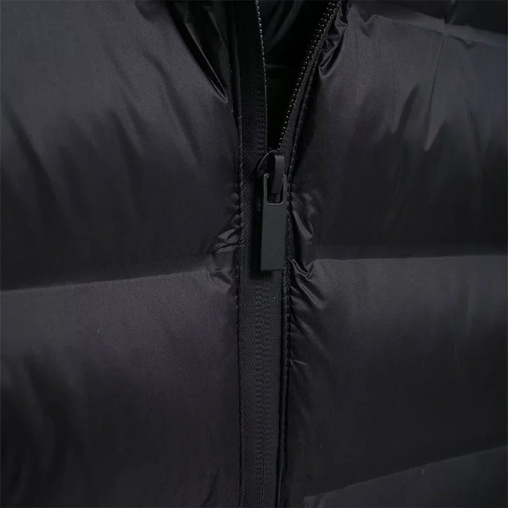 ZBZA Damenmode mit Kapuze, Neopren-Effekt, gespleißter, wattierter Jacke, hoher Kragen, lange Ärmel, verstellbare Kapuze, lässig, schmale Passform, warmer Mantel, Herbst/Winter, neue schicke Damen-Oberbekleidung.