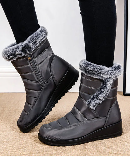 Women's Boots Super Warm Fur Botas Mujer 2025 Snow Boots Low Heels Winter Shoes Woman Black Rubber Winter Boots Women Footwear.