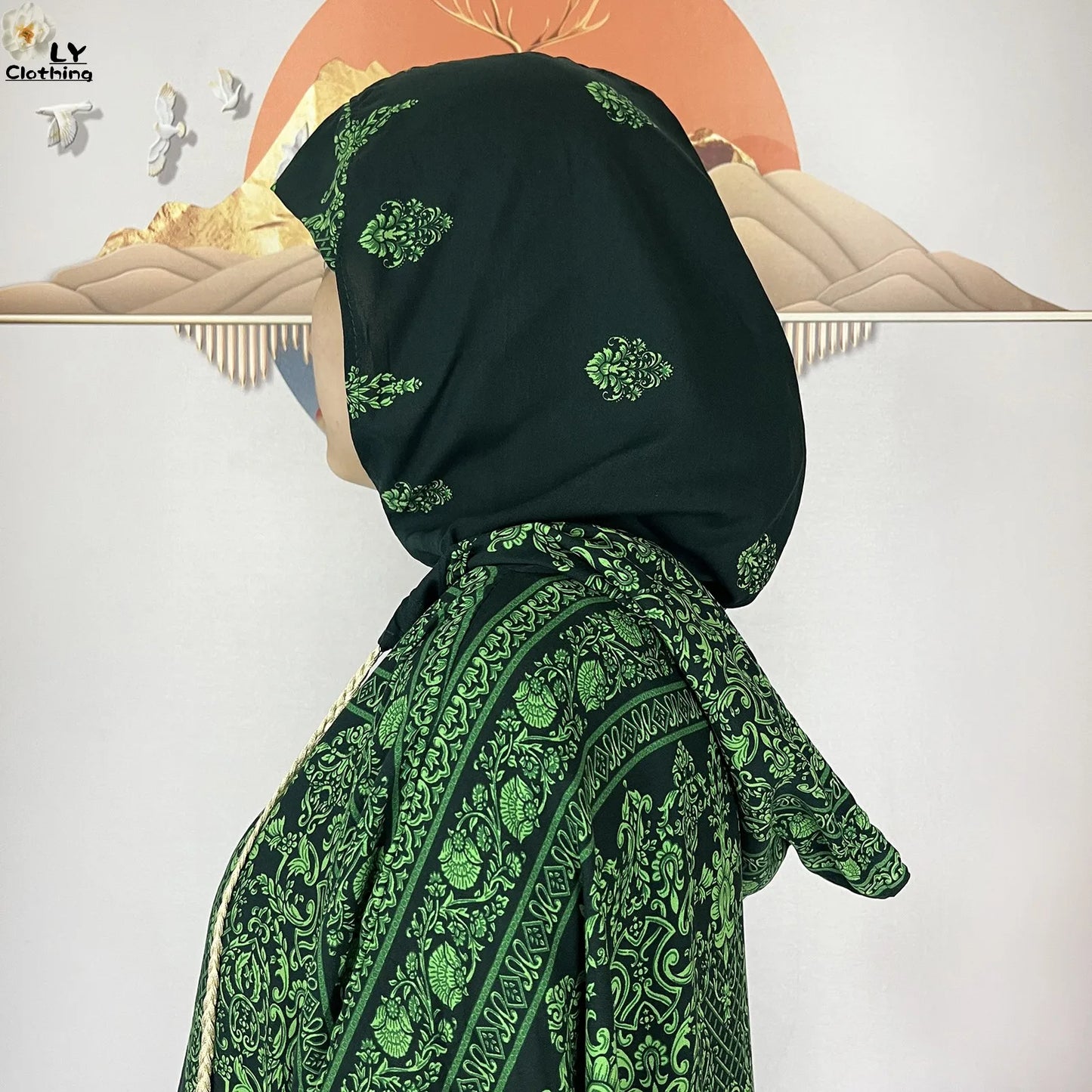 2025 Women Long Sleeves Dress Cotton Ramadan Abaya with Two Hats Muslim Women's Kaftan Dress Dubai Turkey Islam Prayer Clothing.