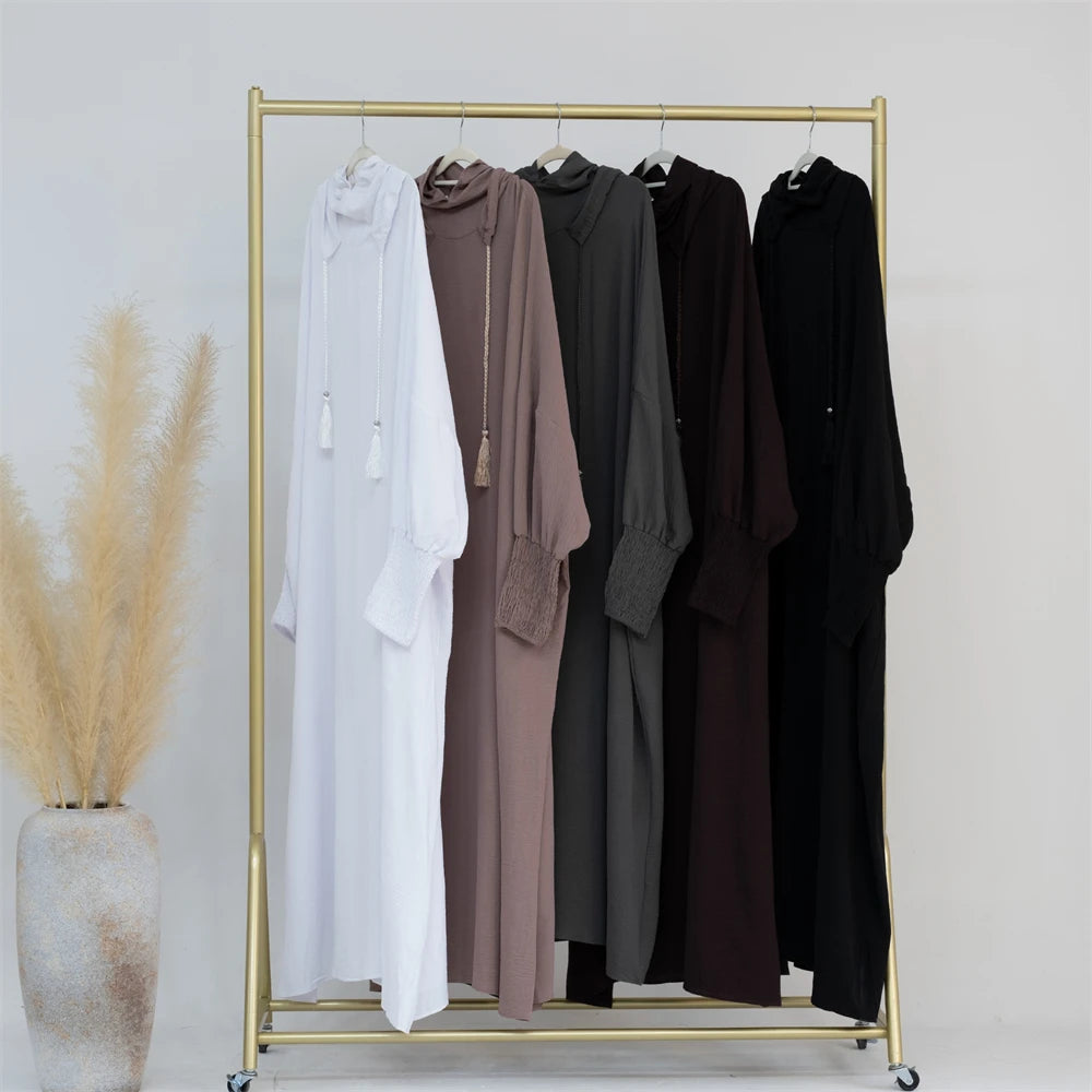 Ramadan Eid Dubai Linen Khimar Abaya Damen Muslim Modal Hijab Dress Kaftan Abayas For Women Kebaya Robe Femme Musulmane