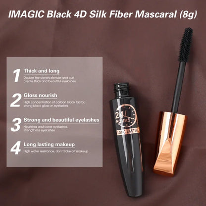 Silk Fiber Black Mascara Makeup Waterproof Lasting Lengthens Eyelashes Extension Non-smudge Anti-sweat Mascara Makeup Cosmetics.