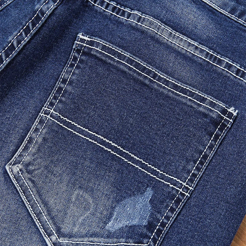 Neue Sommer Herren Stretch zerrissen kurze Jeans Blue Denim Shorts Hosen große lässige Mittel hose.