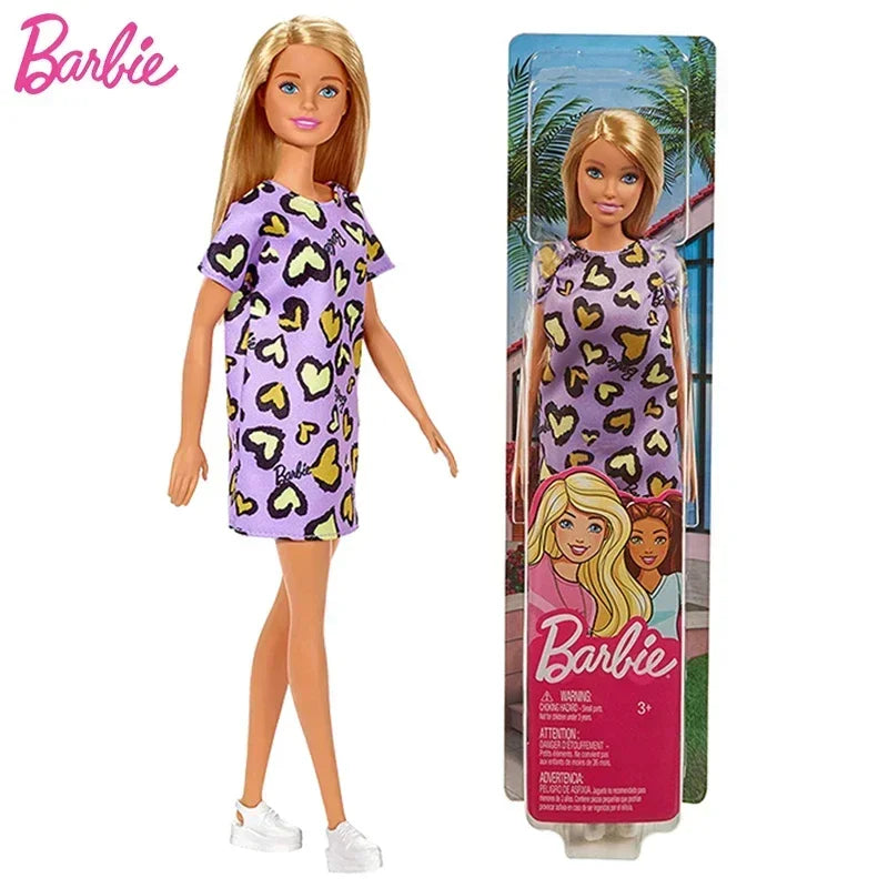 Original Mattel Barbie Fashionistas Doll Floral Dress with Sweet Casual Clothes and Accessories Toys for Girls Collection Gift