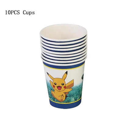 Pokemon Thema Geburtstag Party Dekoration Lieferungen Cartoon Pokemon Gehen Geschirr Tassen Teller Pikachu Ballon Für Baby Dusche Gefälligkeiten