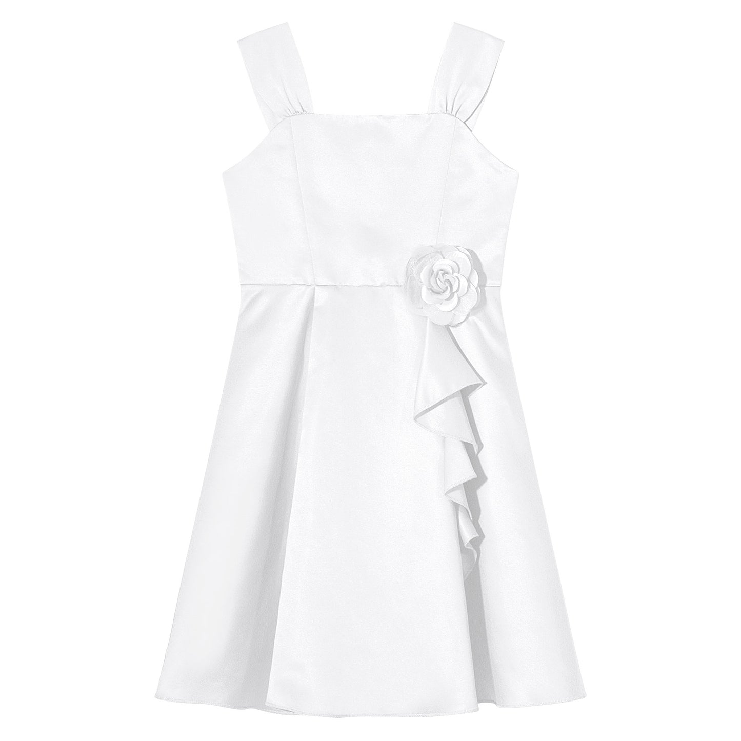 Mädchen Sommer ärmelloses Prinzessinnenkleid Elegantes Satin Hochzeit Brautjungfer Partykleid Große Schleife A-Linie Tutu für Geburtstagsabend