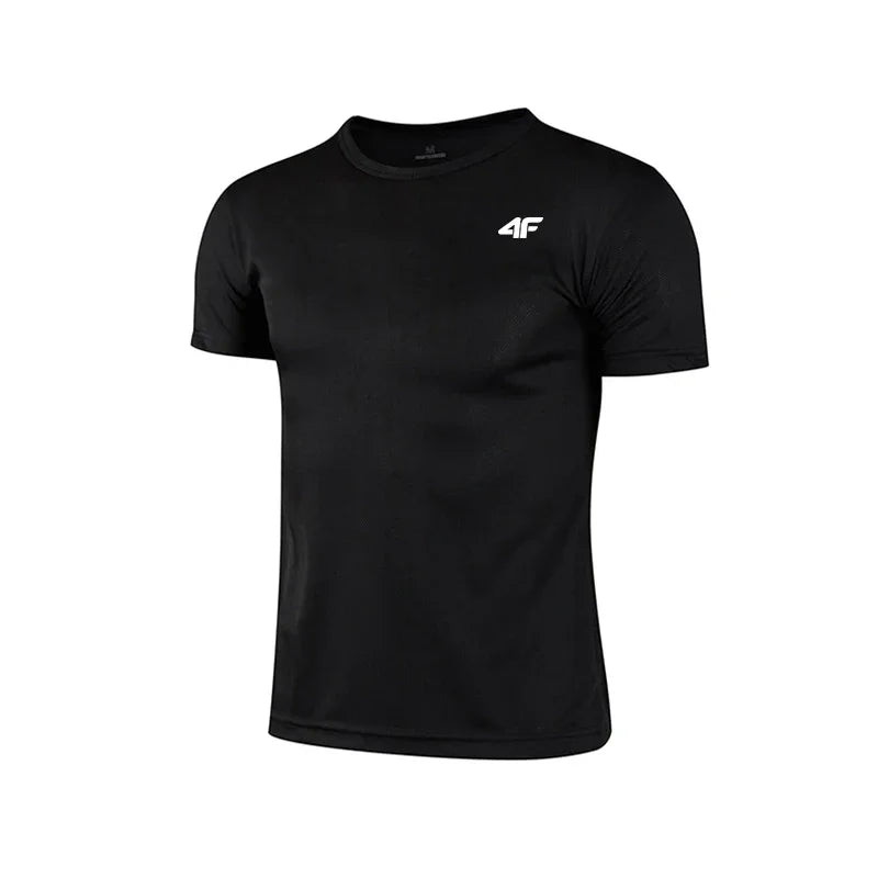Men's Summer Exercise Trainning T-shirt High Quality Breathable Quick Dry Short Sleeved Top Marathon Gym Fitness Basketball Tees.