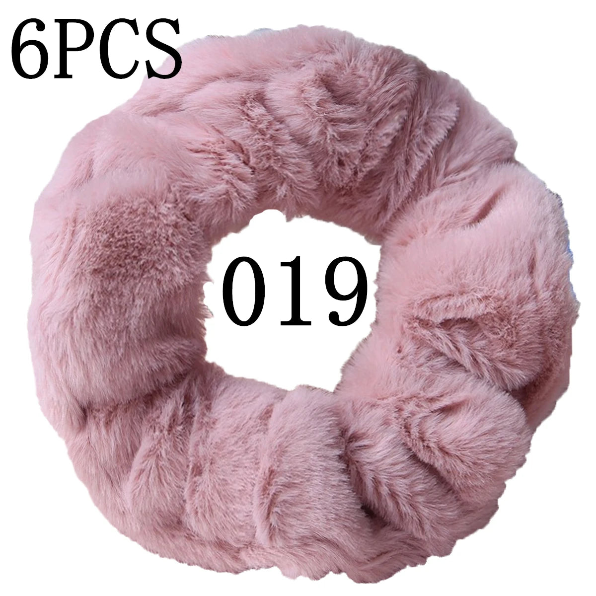 6pc Hair Scrunchies Furry Elastic Band Women Girl Ponytail Holder Rubber Ties Accessories Plush Faux Fur Soft Chiffon Headband