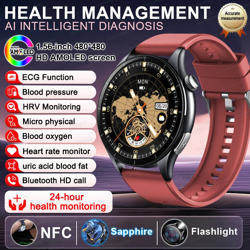 2025 New For HUAWEI Health MonitorUric Acid Blood Pressure Blood oxygen Body Analysis Smart Watch ECG+PPG Clock Smartwatch Men