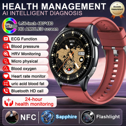 2025 New For HUAWEI Health MonitorUric Acid Blood Pressure Blood oxygen Body Analysis Smart Watch ECG+PPG Clock Smartwatch Men