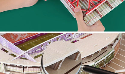 3D Football Stadium Puzzle Paper Model Architecture Kit Adult Kids Craft Building Toy Home Decor Gift Jigsaw Collectible Play.