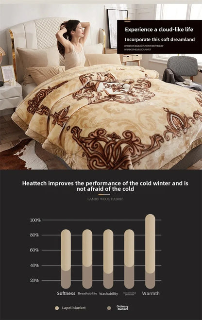 European Style Warm Raschel Blanket for Winter High End Soft Thicken Warmth Weighted Blanket Double Side Flocked Comforter Duvet.