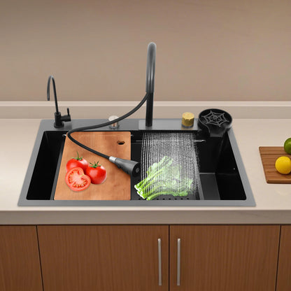 68/75 cm Küchenspüle, Haushaltsspülbecken-Set, Edelstahlspüle, Unterbau-Küchenspüle, rostfrei, großes Fassungsvermögen