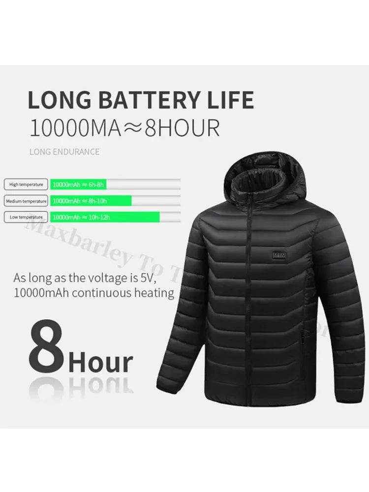 21 Areas Heating Jacket Men Winter USB Electric Heated Coat Functional Self Heating Clothes Outdoor Snow Ski Thick Padded Jacket.