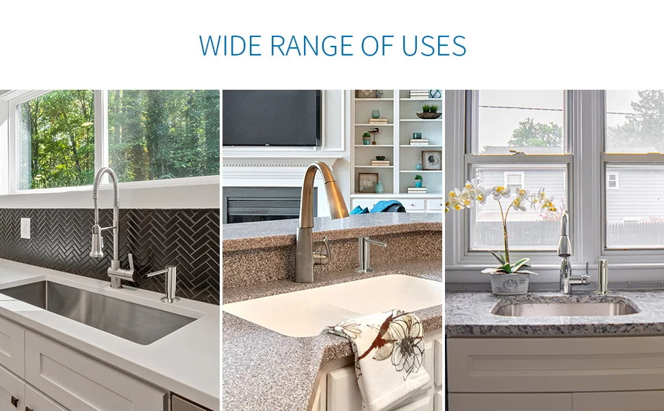 SAMODRA Messing-Seifenspender mit Verlängerungsrohr-Set, gebürstetes Nickel, Flüssigseife, Waschmittelspender für Küchenspüle, Badezimmer