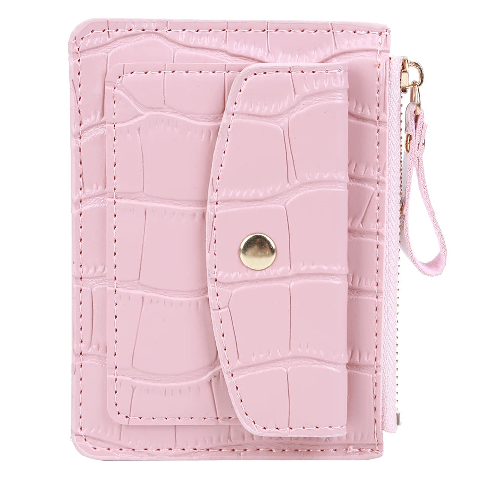 Women Fashion Short Wallet PU Leather Coin Card Holder Solid Color Casual Money Wallet Female Outdoor Bag.
