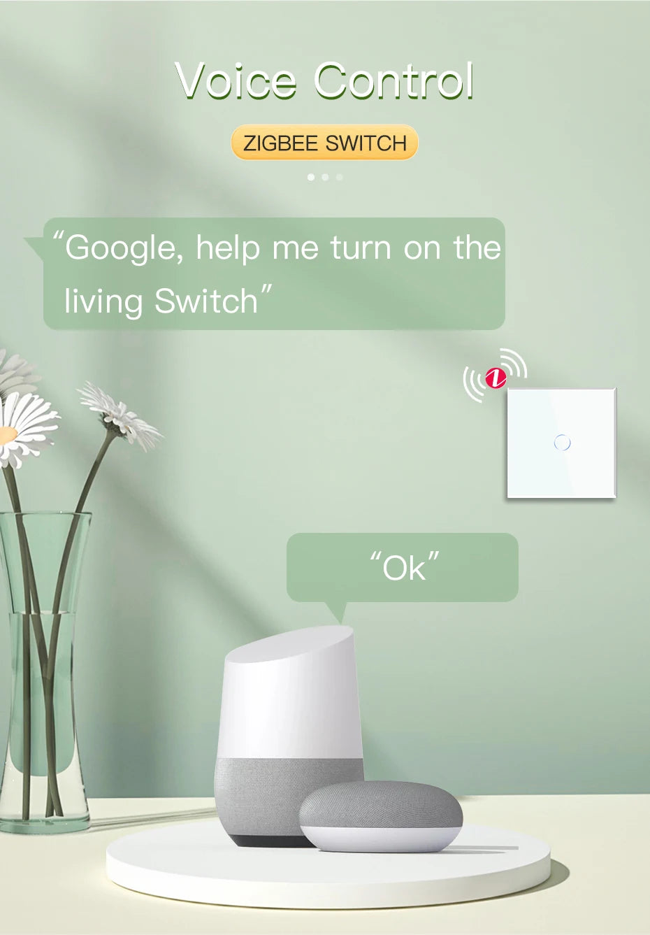 BSEED Smart Zigbee Schalter 1/2/3Gang 1Way Intelligente Touch Licht Schalter Wand Sensor Schalter Tuya Smart leben Google Alexa.