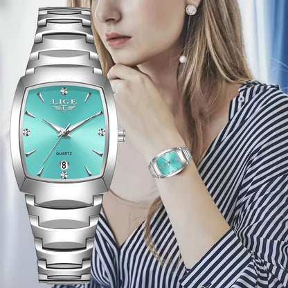 LIGE New Ladies Waterproof Watch Luxury Stainless Steel Women Watches Creative Fashion Original Elegant Quartz Wristwatch Gift.