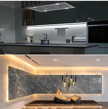 Waterproof COB LED Strip Lights 24V Flexible Neon Light Black Silicone Tube Linear Dimmable Lighting with Touch Sensor Switch.