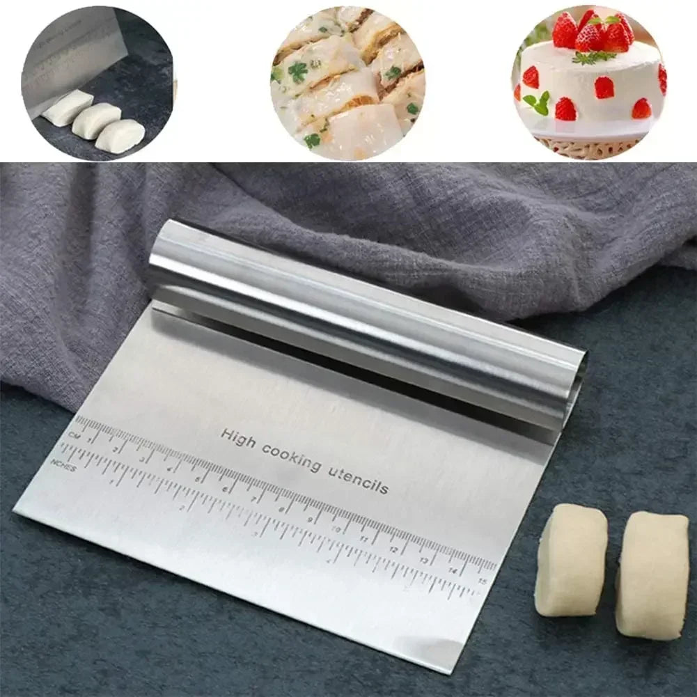 Stainless Steel Cake Scraper Pastry Cutters Baking Cake Cooking Dough Scraper Fondant Spatulas Edge DIY Baking Decorating Tools.