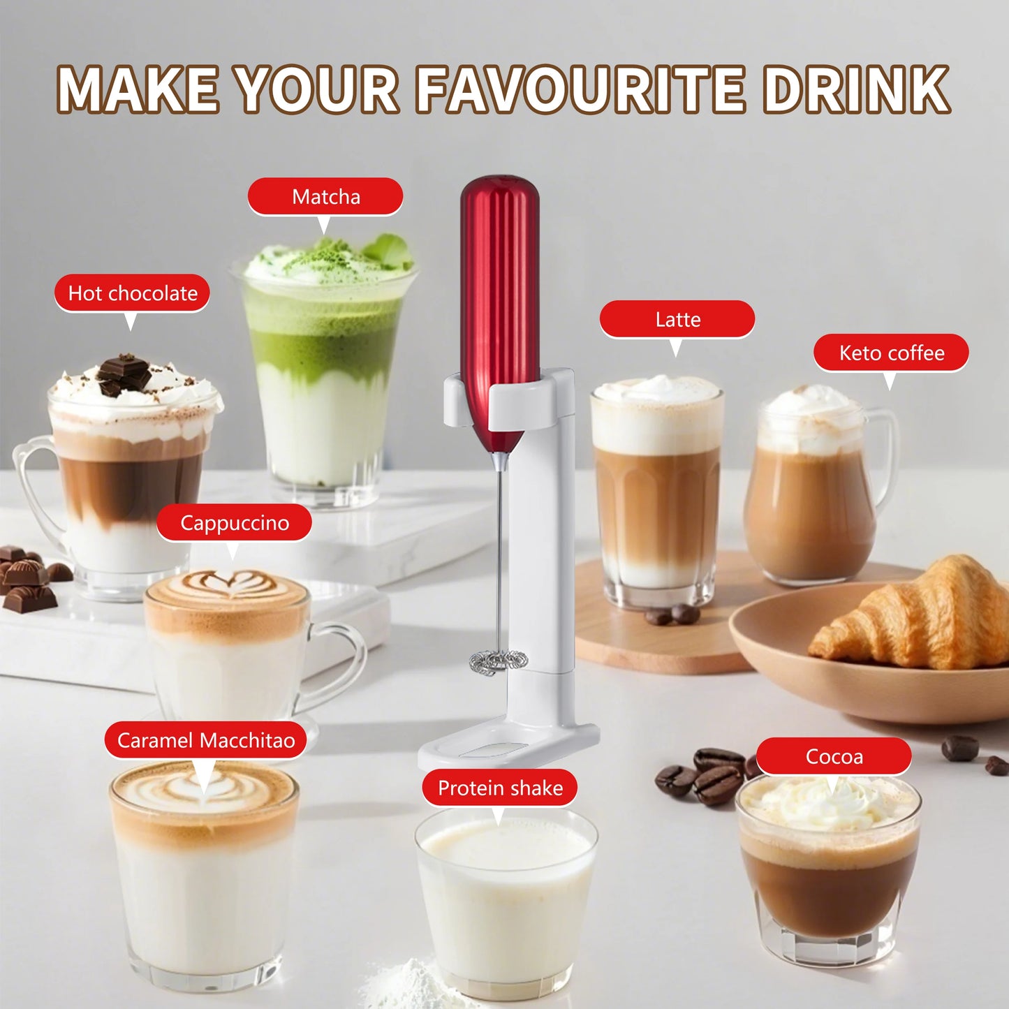 Household Kitchen Portable Mini Handheld SUS304 Mixing Head Electric Food Blender Drink Mixer Coffee Milk Frother With Stand.