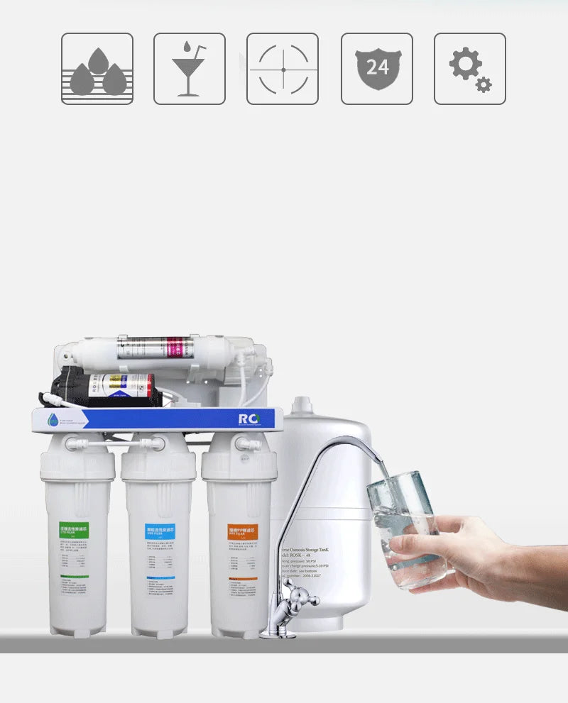 Water Purifier Reverse Osmosis Pure Machine 90G Large Flow Automatic Flush Under The Household Kitchen Direct Drink Filtration.
