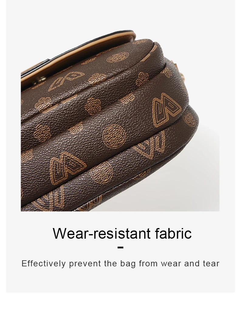 FOXER Women Small Shoulder Bag Fashion Monogram PVC Lady Crossbody Handbag with Adjustable Strap