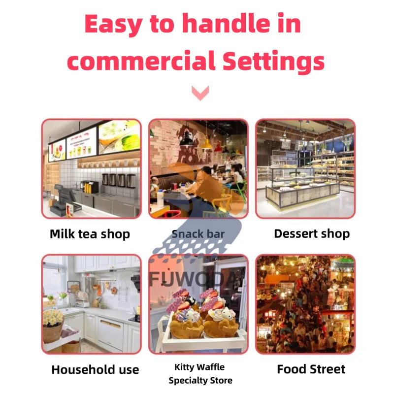 High Cost-Performance Electric Heating Waffle Making Machine Kitty Shaped Non-Stick Snack Cake Machine Open Mouth Waffle Maker.