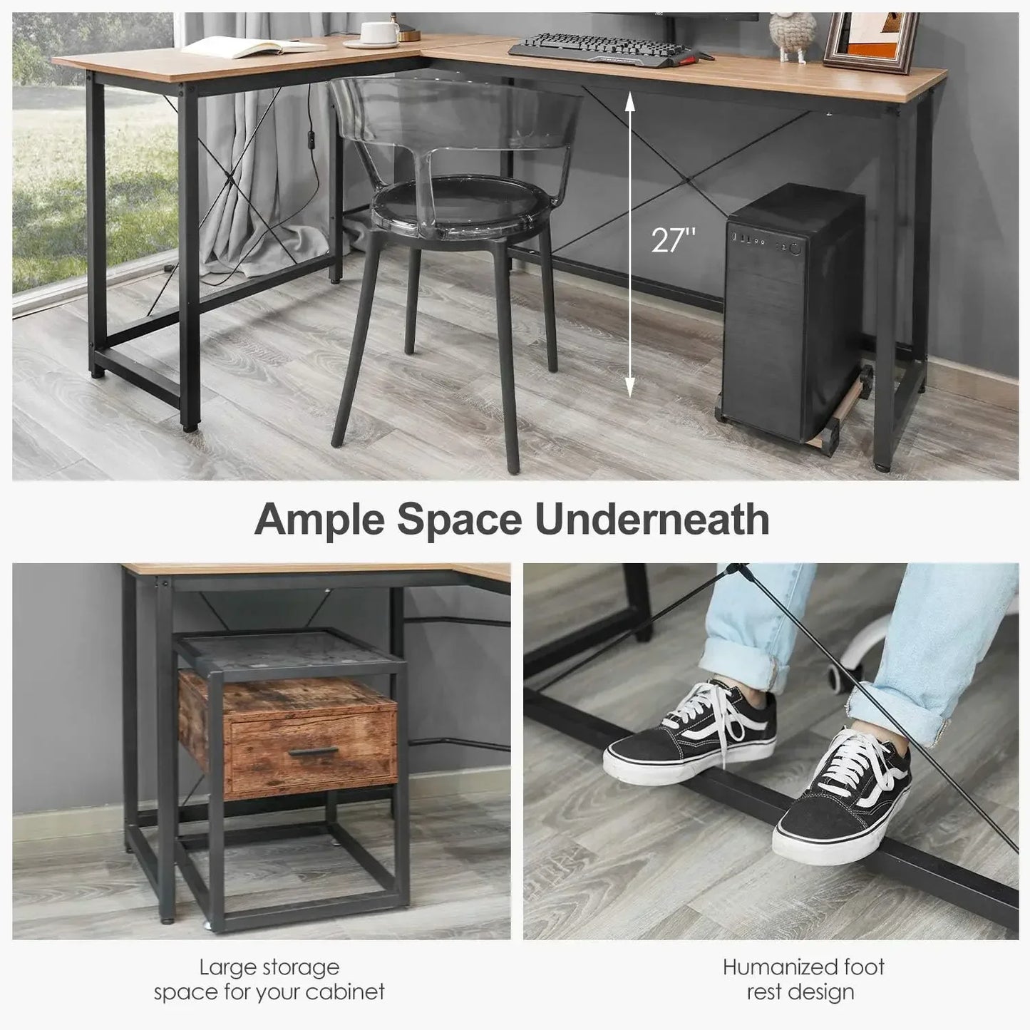 L-förmiger Schreibtisch Computer Ecke Schreibtisch Home Gaming Schreiben Studie Workstation Tisch